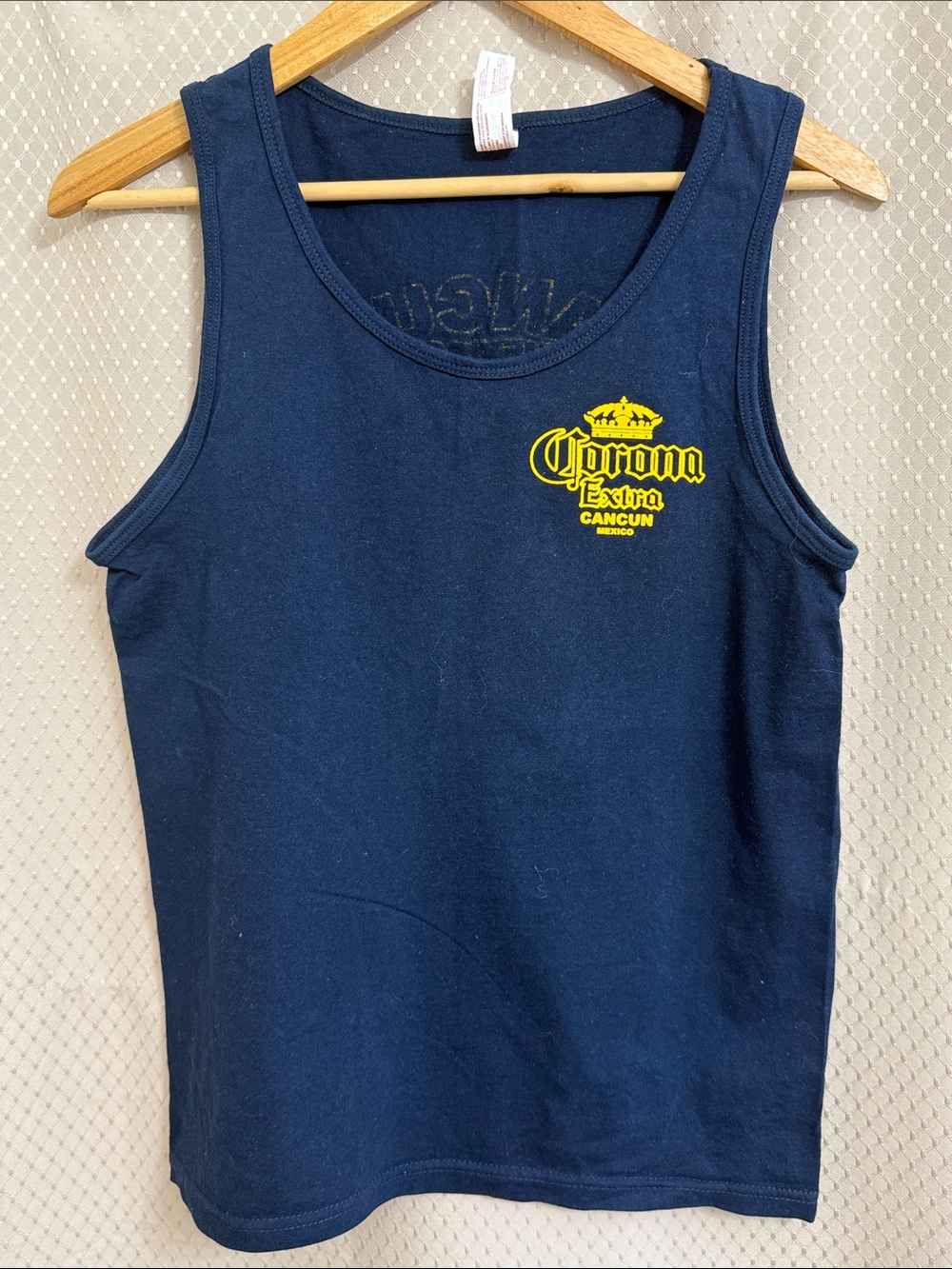 Corona Extra Navy Sleeveless Tank Top with Yellow Logo